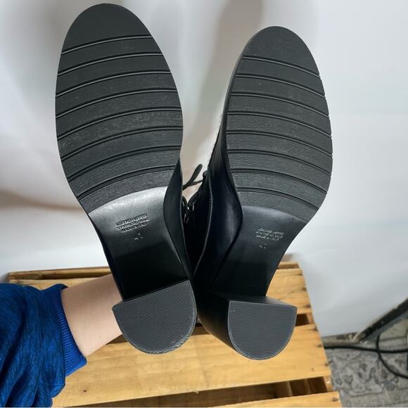 Napoleoni black leather heel lace up boots made in Italy size 41 - Picture 14 of 15